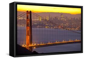 The Golden Gate Bridge and San Francisco Skyline at Sunrise-Miles-Framed Stretched Canvas