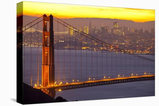 The Golden Gate Bridge and San Francisco Skyline at Sunrise-Miles-Stretched Canvas