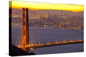 The Golden Gate Bridge and San Francisco Skyline at Sunrise-Miles-Stretched Canvas