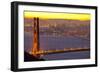 The Golden Gate Bridge and San Francisco Skyline at Sunrise-Miles-Framed Photographic Print