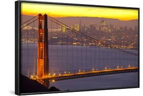 The Golden Gate Bridge and San Francisco Skyline at Sunrise-Miles-Framed Photographic Print