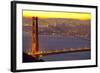 The Golden Gate Bridge and San Francisco Skyline at Sunrise-Miles-Framed Photographic Print