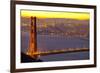 The Golden Gate Bridge and San Francisco Skyline at Sunrise-Miles-Framed Photographic Print