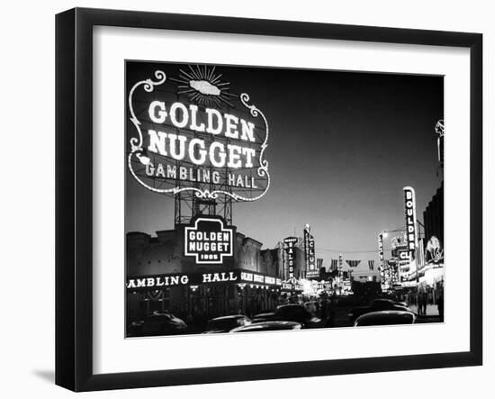 The Golden Nugget Gambling Hall Lighting Up Like a Candle-J. R. Eyerman-Framed Premium Photographic Print