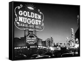 The Golden Nugget Gambling Hall Lighting Up Like a Candle-J. R. Eyerman-Framed Stretched Canvas