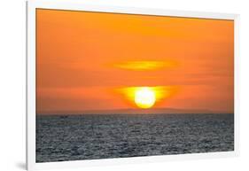 The golden setting sun reflects a gold glow on the beach at Pererenan Beach, Bali, Indonesia-Greg Johnston-Framed Photographic Print