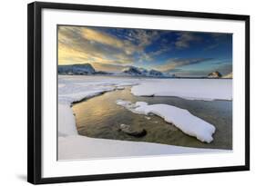 The Golden Sunrise Reflected in a Pool of the Clear Sea Where the Snow Has Melted-Roberto Moiola-Framed Photographic Print