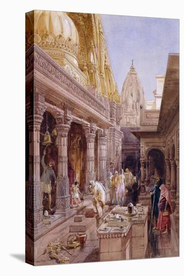 The Golden Temple, Benares, 1862 (Pencil and W/C, with Touches of White and Gum Arabic)-William 'Crimea' Simpson-Stretched Canvas