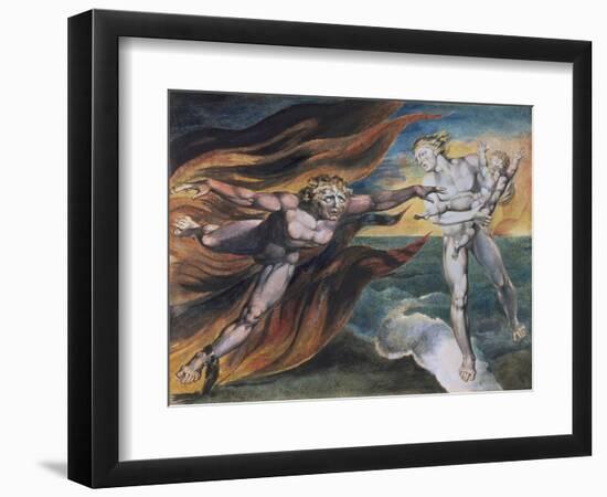 The Good and Evil Angels-William Blake-Framed Giclee Print