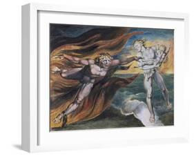 The Good and Evil Angels-William Blake-Framed Giclee Print