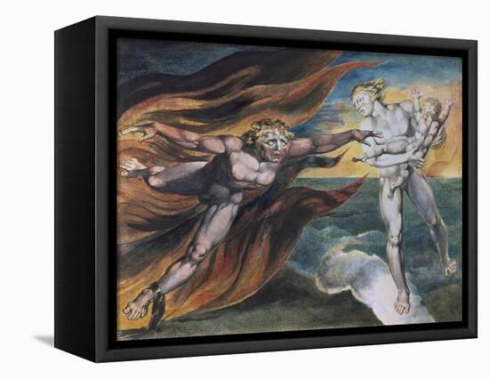 The Good and Evil Angels-William Blake-Framed Stretched Canvas