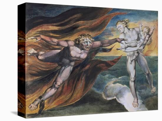 The Good and Evil Angels-William Blake-Stretched Canvas