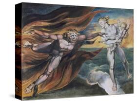 The Good and Evil Angels-William Blake-Stretched Canvas