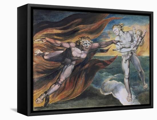 The Good and Evil Angels-William Blake-Framed Stretched Canvas