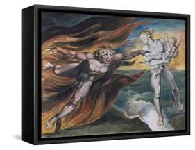 The Good and Evil Angels-William Blake-Framed Stretched Canvas