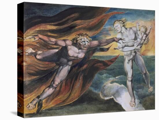 The Good and Evil Angels-William Blake-Stretched Canvas