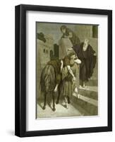 The Good Samaritan at the inn, by Doré - Bible-Gustave Dore-Framed Giclee Print