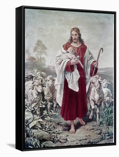 The Good Shepherd-Bernhard Plockhorst-Framed Stretched Canvas