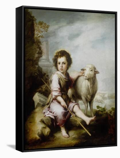 The Good Shepherd-Bartolome Esteban Murillo-Framed Stretched Canvas