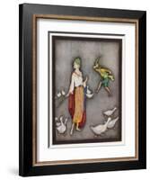 The Goose Girl Brings Her Geese into Line-Jennie Harbour-Framed Art Print