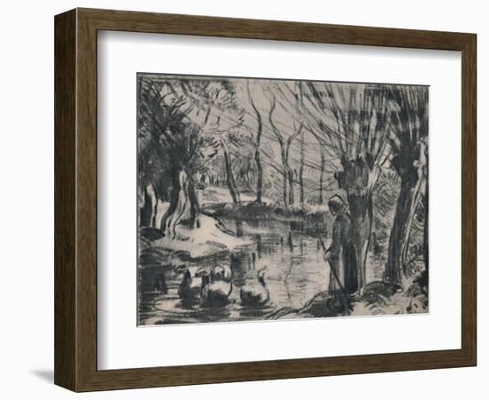 'The Goose Girl', c.1870s, (1946)-Camille Pissarro-Framed Giclee Print