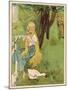 The Goose Girl Combs Her Long Blond Hair-Willy Planck-Mounted Art Print