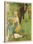The Goose Girl Combs Her Long Blond Hair-Willy Planck-Stretched Canvas