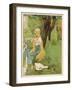 The Goose Girl Combs Her Long Blond Hair-Willy Planck-Framed Art Print