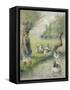 The Goose Girl (The Duck Pond), circa 1890-Camille Pissarro-Framed Stretched Canvas