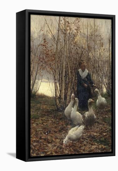 The Goose Maiden-Brittany, 1881-Alfred Edward Emslie-Framed Stretched Canvas