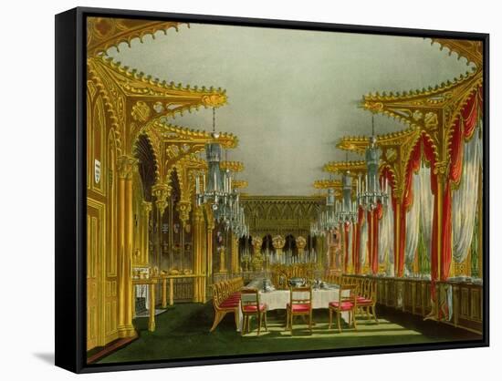 The Gothic Dining Room at Carlton House from Pyne's "Royal Residences"-Charles Wild-Framed Stretched Canvas