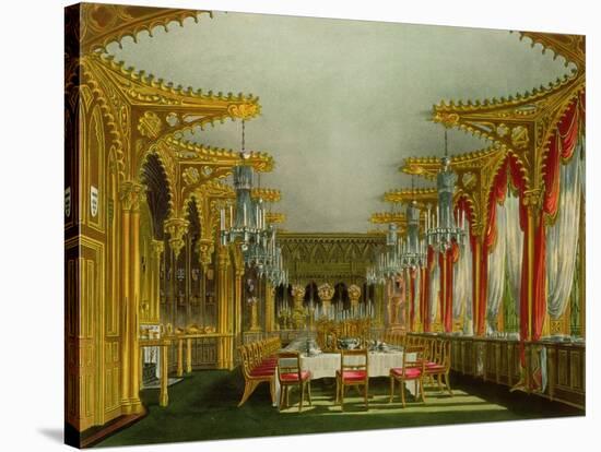 The Gothic Dining Room at Carlton House from Pyne's "Royal Residences"-Charles Wild-Stretched Canvas