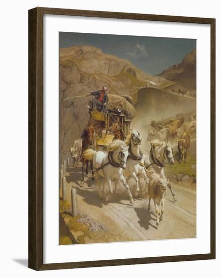 The Gotthard Pass Post Coach, 1873-Rudolf Koller-Framed Giclee Print