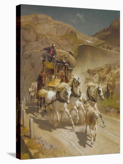 The Gotthard Pass Post Coach, 1873-Rudolf Koller-Stretched Canvas