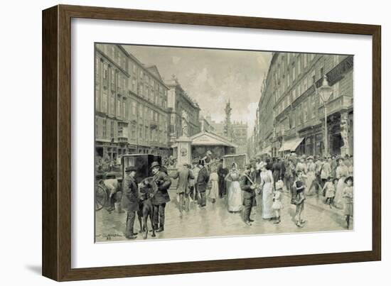 The " Graben", central square in downtown Vienna. In the background the plague column 1888.-Wilhelm Gause-Framed Giclee Print