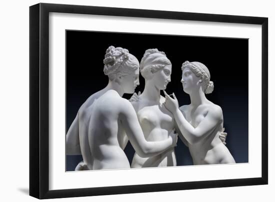 The Graces and Cupid, Detail of the Embrace, and Faces and Gazes, 1820-22 (Carrara Marble)-Bertel Thorvaldsen-Framed Giclee Print