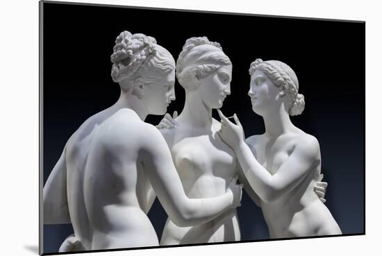 The Graces and Cupid, Detail of the Embrace, and Faces and Gazes, 1820-22 (Carrara Marble)-Bertel Thorvaldsen-Mounted Giclee Print