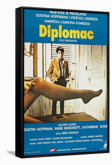 The Graduate, (aka Diplomac), Yugoslavian poster, Dustin Hoffman, 1967-null-Framed Stretched Canvas