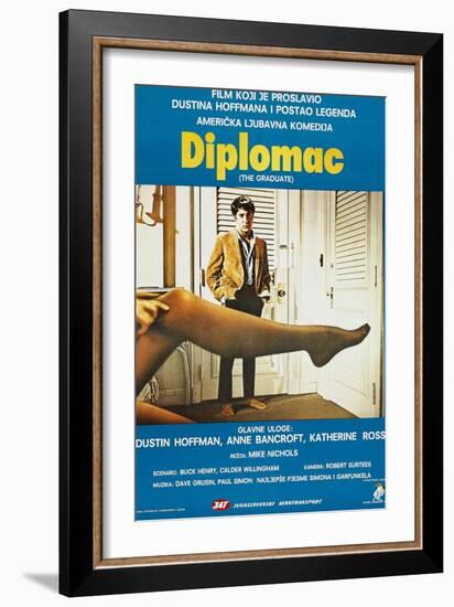 The Graduate, (aka Diplomac), Yugoslavian poster, Dustin Hoffman, 1967-null-Framed Art Print