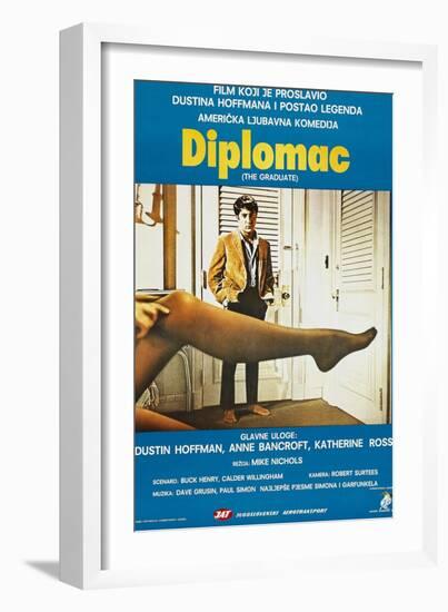 The Graduate, (aka Diplomac), Yugoslavian poster, Dustin Hoffman, 1967-null-Framed Art Print