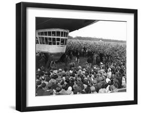 The Graf Zeppelin Airship at Hanworth Aerodrome Surrounded by Onlookers, 1931-null-Framed Premium Photographic Print