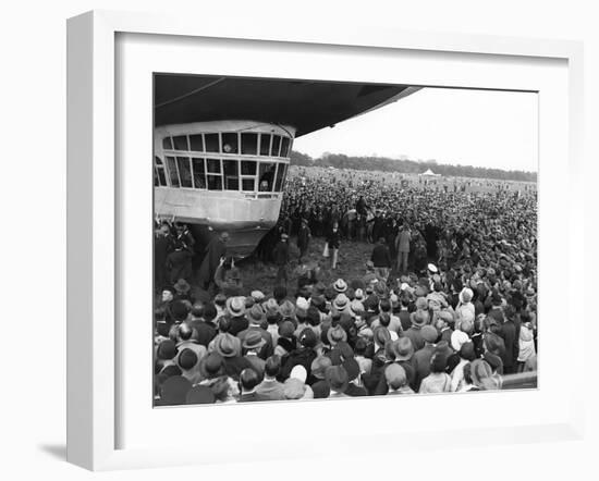 The Graf Zeppelin Airship at Hanworth Aerodrome Surrounded by Onlookers, 1931-null-Framed Photographic Print