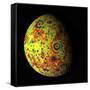 The Grail Free-Air Gravity Map of the Moon-null-Framed Stretched Canvas