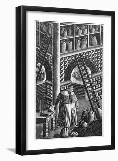 The Grain Store, from 'The Famous Tragedy of the Rich Jew of Malta', Written by Christopher Marlowe-Eric Ravilious-Framed Premium Giclee Print