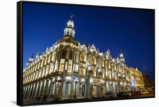 The Gran Teatro (Grand Theater) Illuminated at Night, Havana, Cuba, West Indies, Caribbean-Yadid Levy-Framed Stretched Canvas