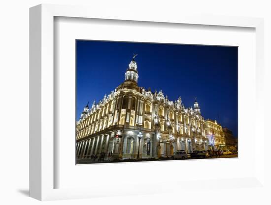 The Gran Teatro (Grand Theater) Illuminated at Night, Havana, Cuba, West Indies, Caribbean-Yadid Levy-Framed Photographic Print