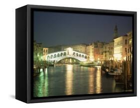 The Grand Canal and Rialto Bridge at Dusk, Venice, Unesco World Heritage Site, Veneto, Italy-Sergio Pitamitz-Framed Stretched Canvas