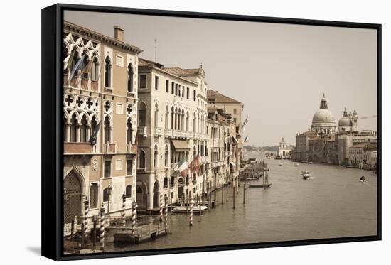 The Grand Canal and the Domed Santa Maria Della Salute, Venice, Veneto, Italy, Europe-Amanda Hall-Framed Stretched Canvas