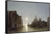 The Grand Canal by Moonlight-Henry Pether-Framed Stretched Canvas