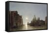 The Grand Canal by Moonlight-Henry Pether-Framed Stretched Canvas